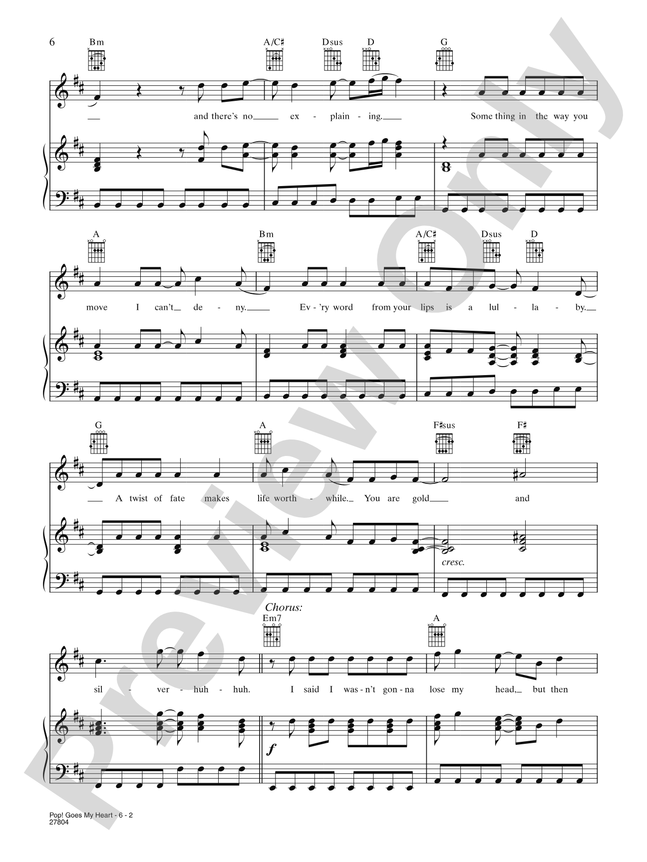 Pop! Goes My Heart (from "Music and Lyrics"): Piano/Vocal/Chords