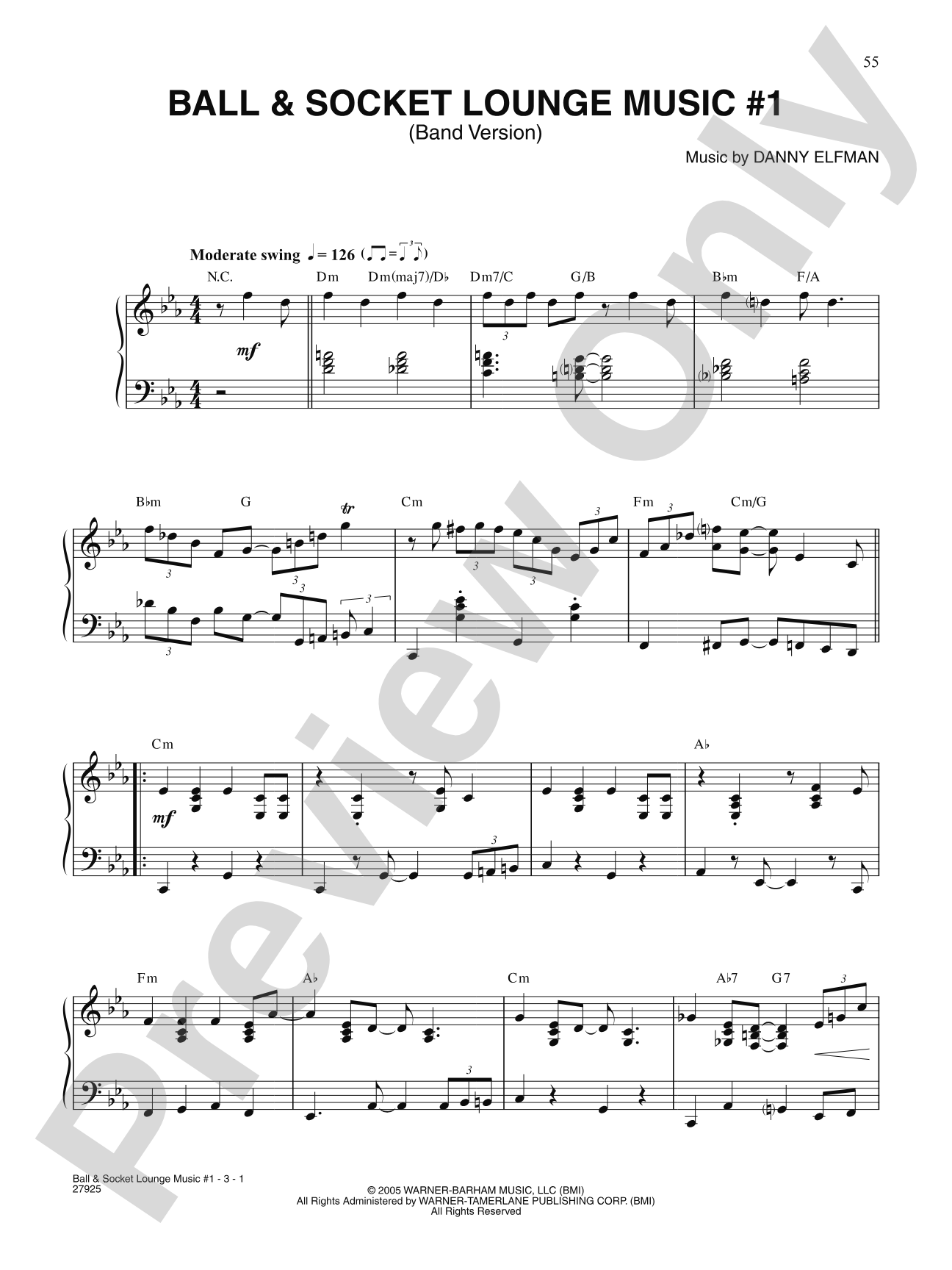 Ball & Socket Lounge Music #1 (from "Corpse Bride"): Piano/Vocal/Chords