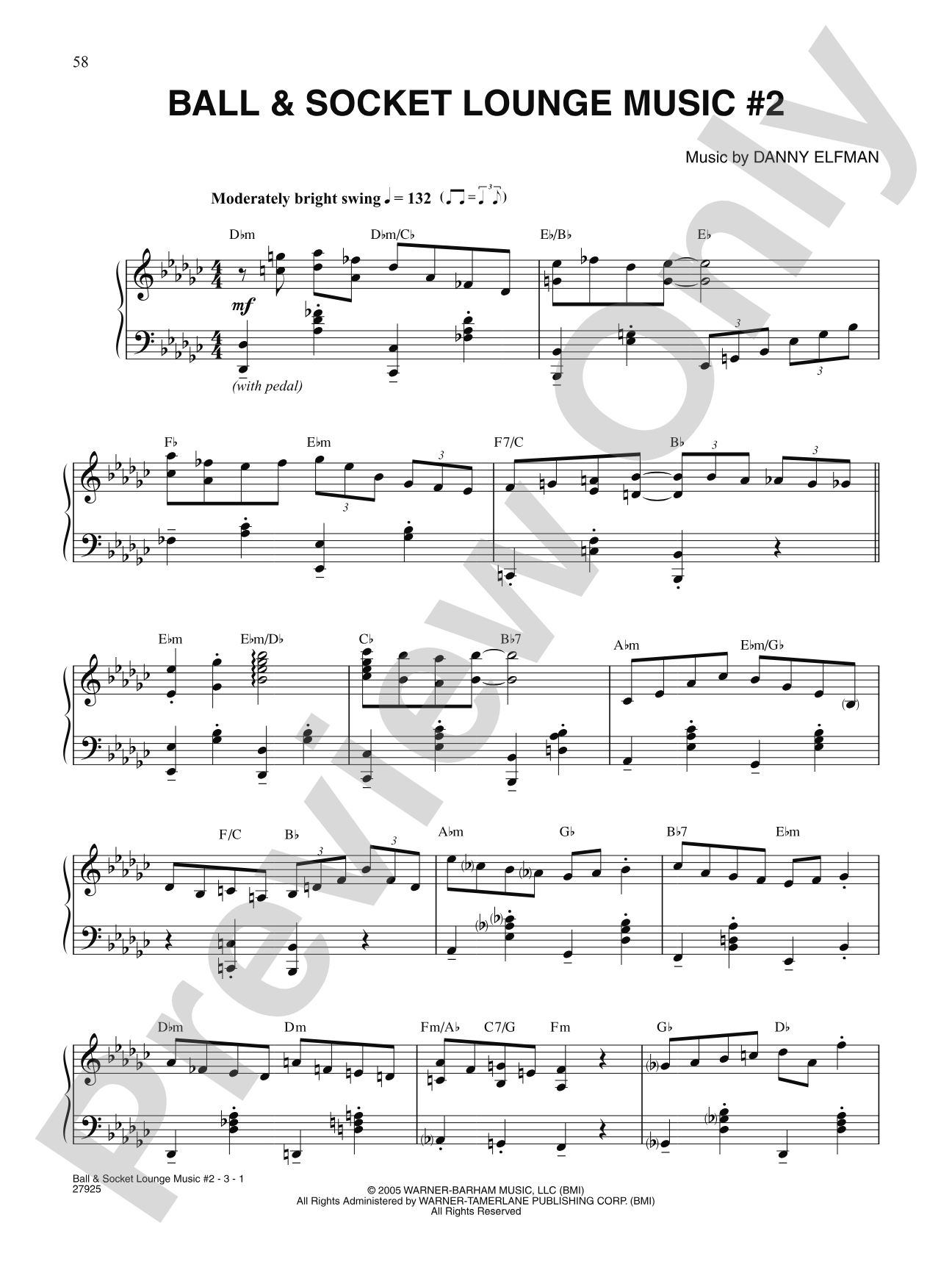 Ball & Socket Lounge Music #2 (from "Corpse Bride"): Piano/Vocal/Chords