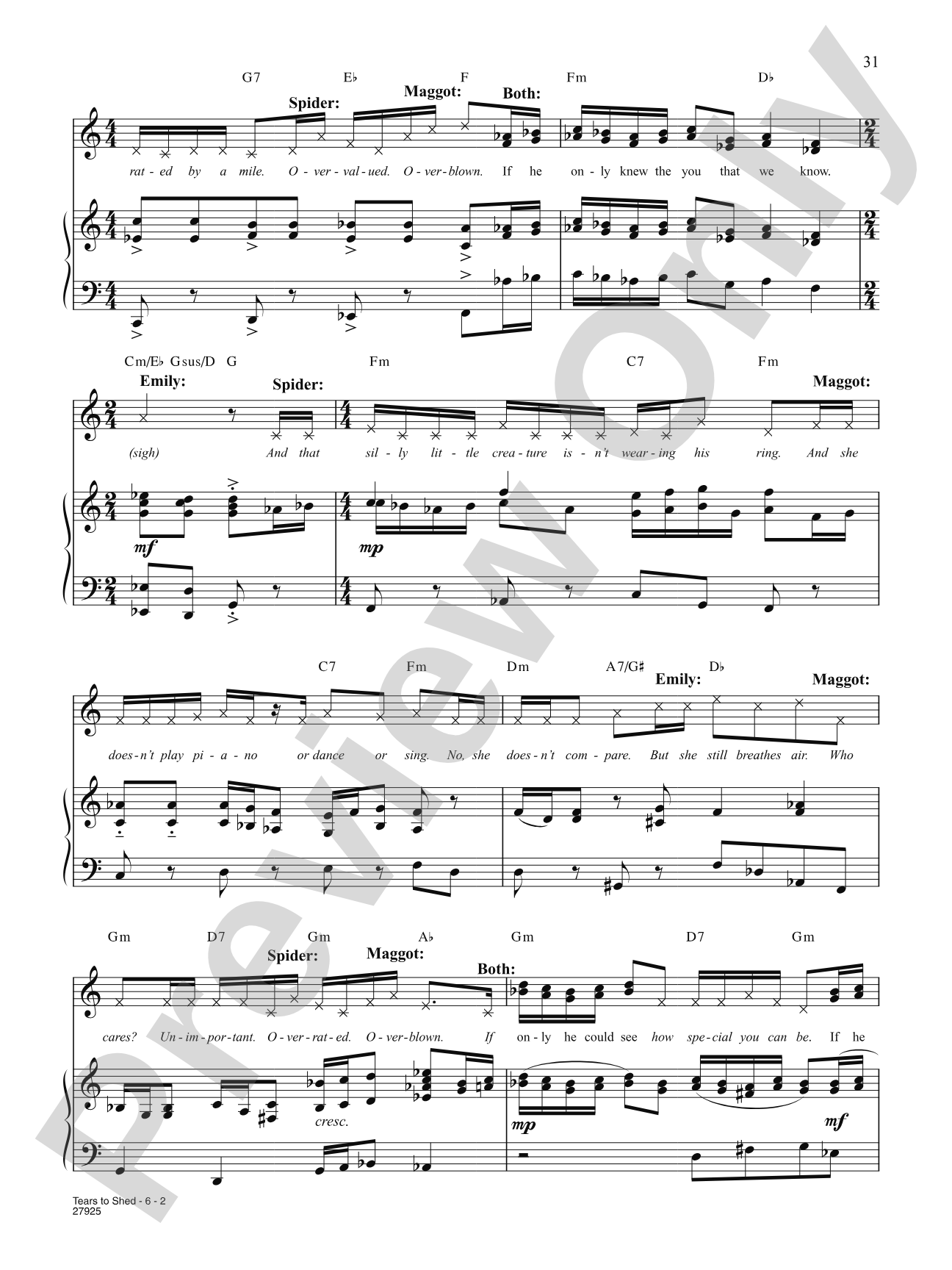 Tears To Shed (from "Corpse Bride"): Piano/Vocal/Chords