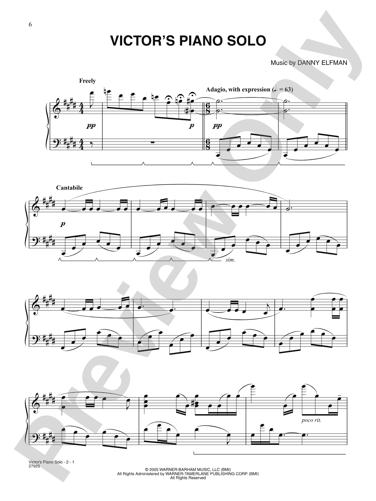 Victor's Piano Solo (from "Corpse Bride"): Piano/Vocal/Chords