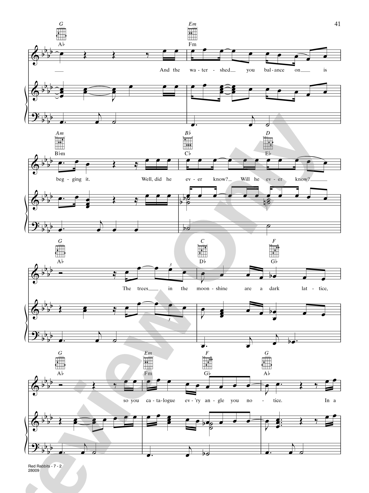 Red Rabbits: Piano/Vocal/Chords