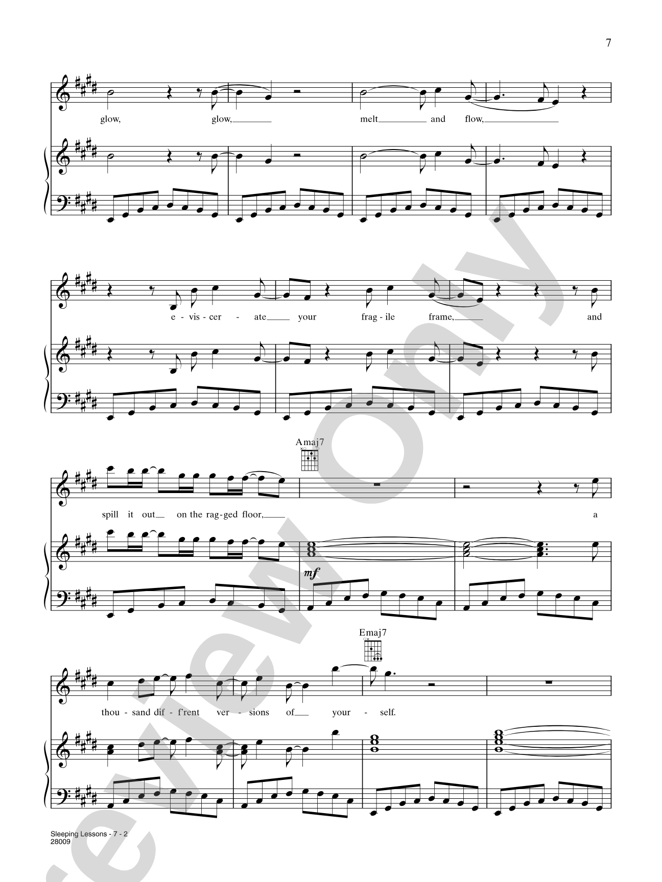 Sleeping Lessons: Piano/Vocal/Chords