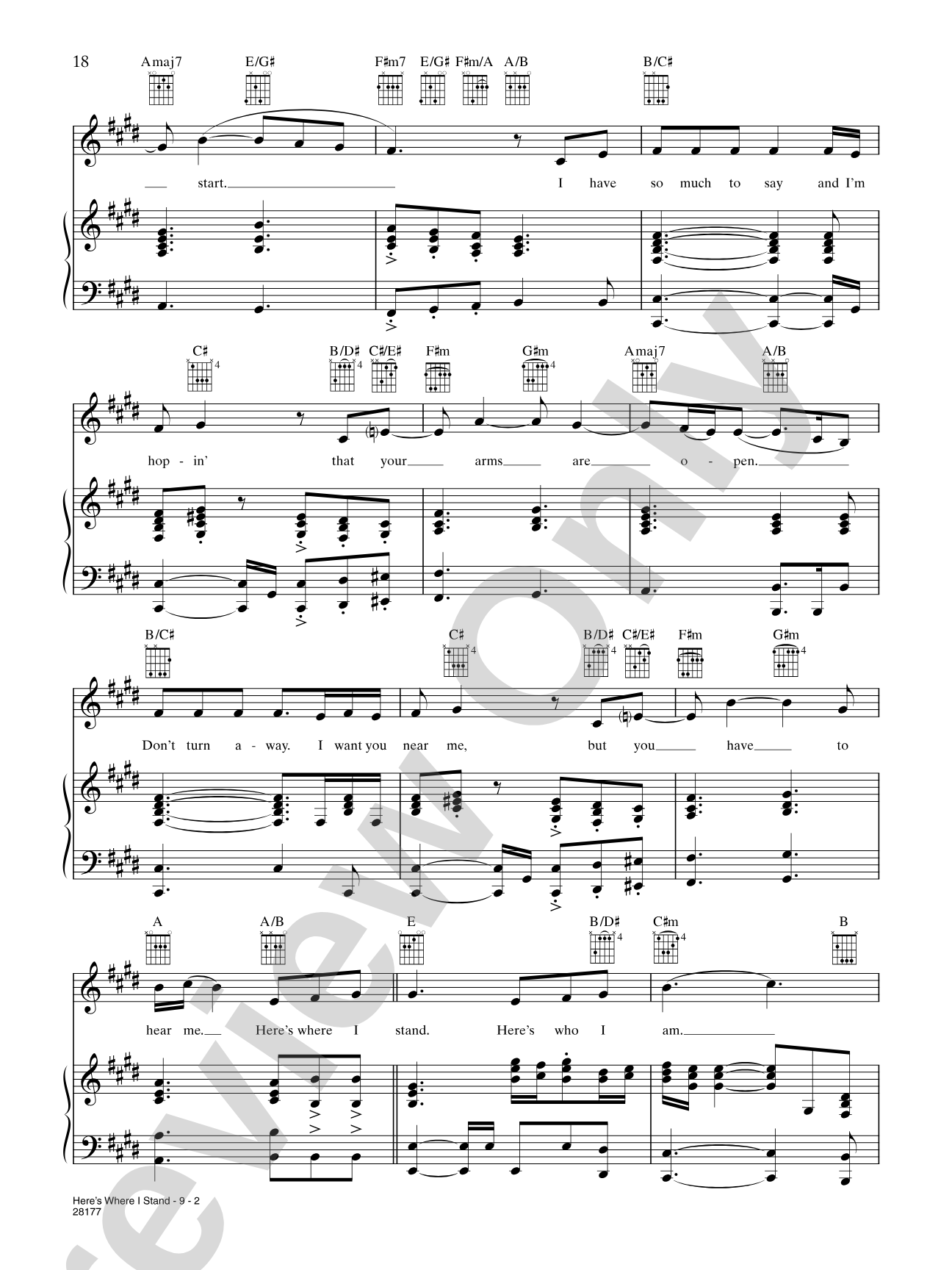 Here's Where I Stand (from "Camp"): Piano/Vocal/Chords