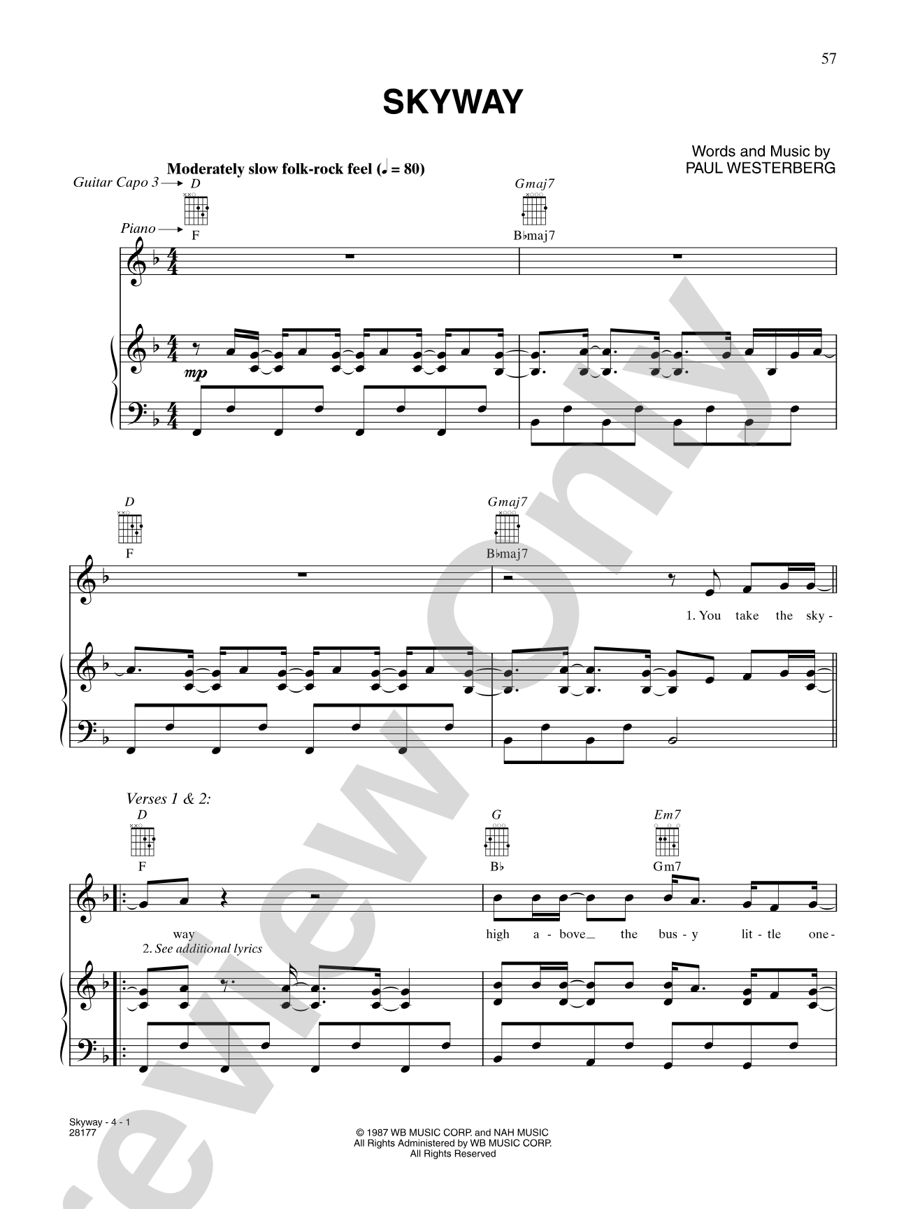 Skyway (from "Camp"): Piano/Vocal/Chords