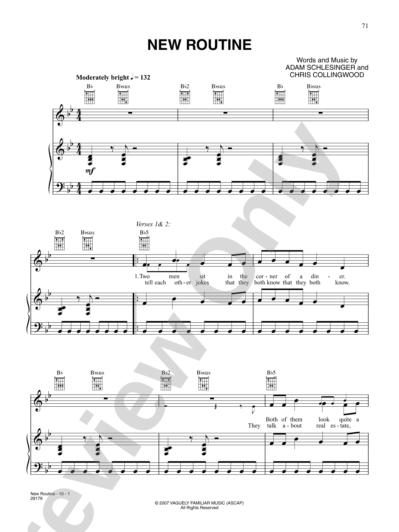 New Routine: Piano/Vocal/Chords