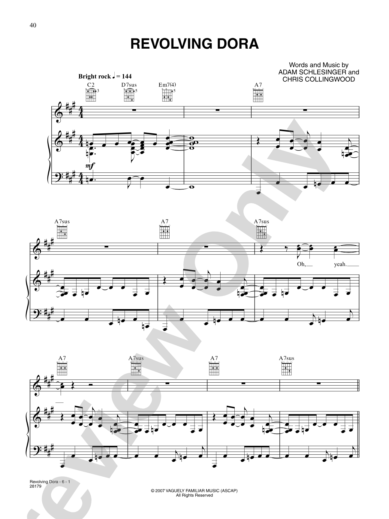 Revolving Dora: Piano/Vocal/Chords