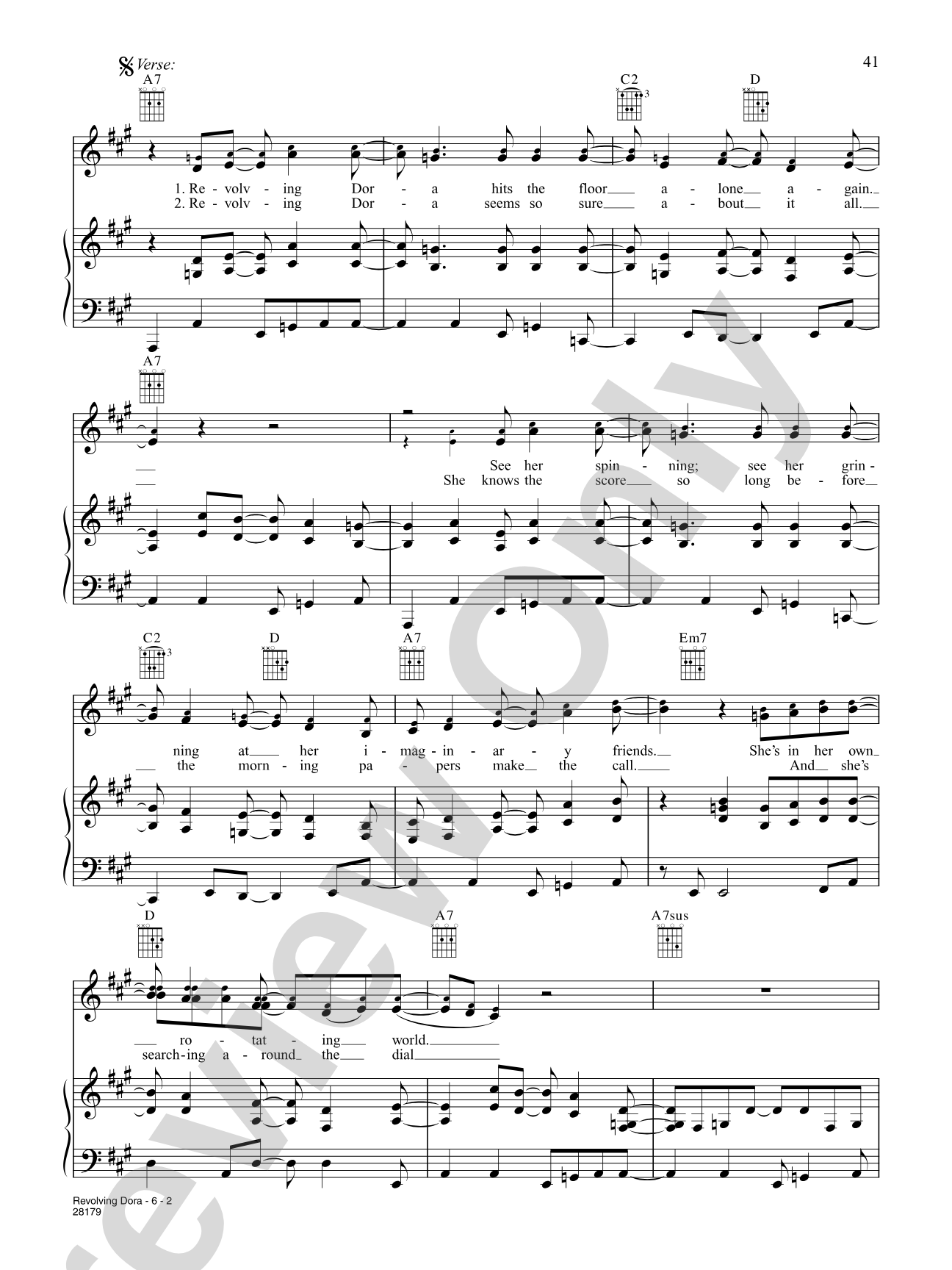Revolving Dora: Piano/Vocal/Chords