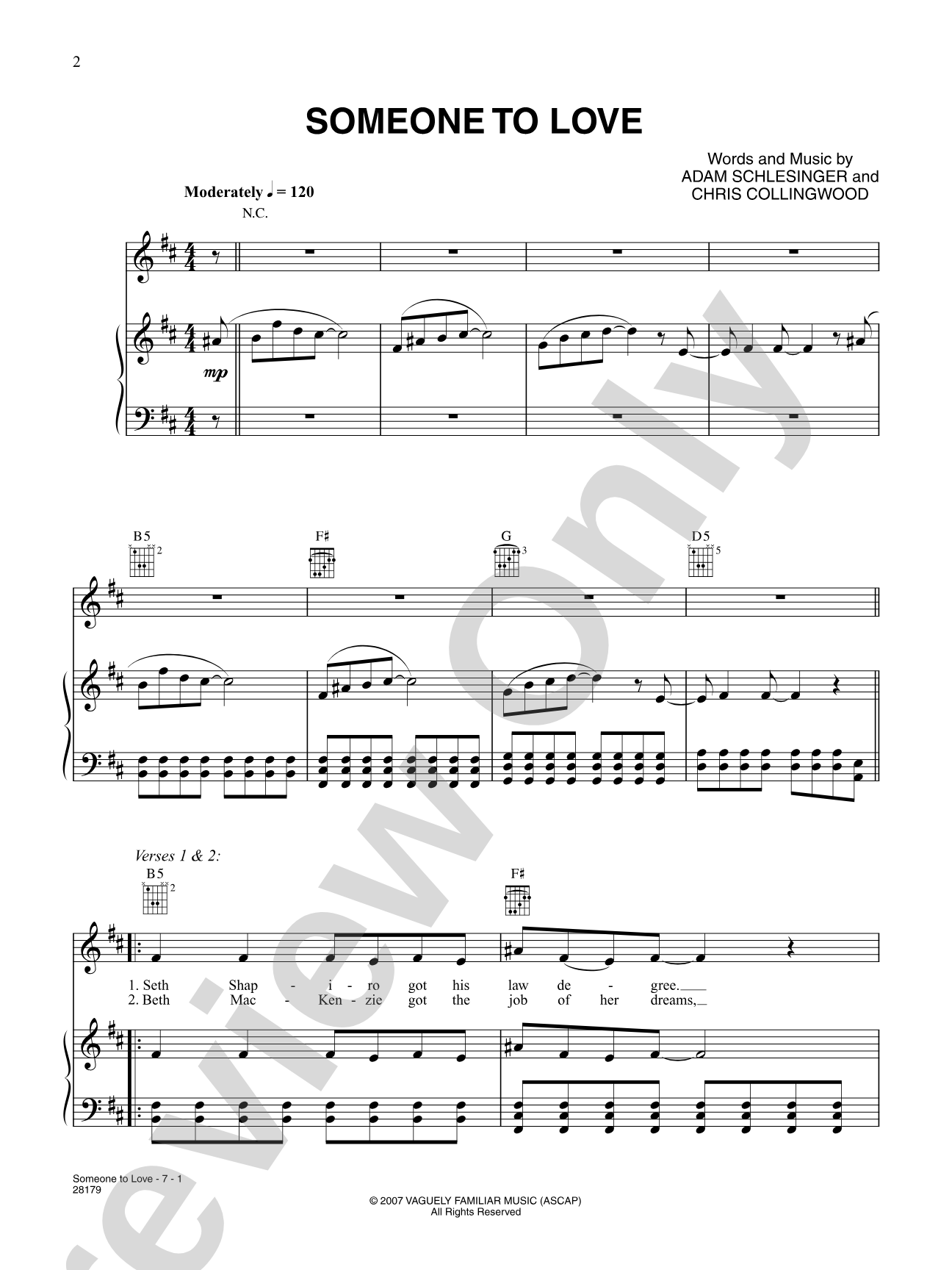 Someone To Love: Piano/Vocal/Chords