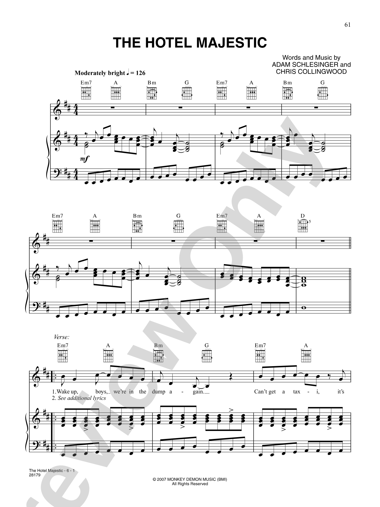 The Hotel Majestic: Piano/Vocal/Chords