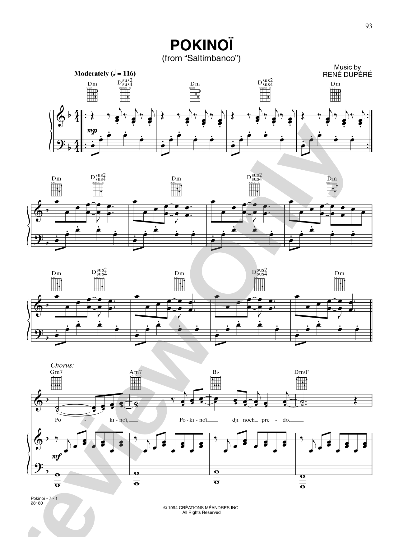 Pokinoï (from "Cirque Du Soleil: Saltimbaco"): Piano/Vocal/Chords