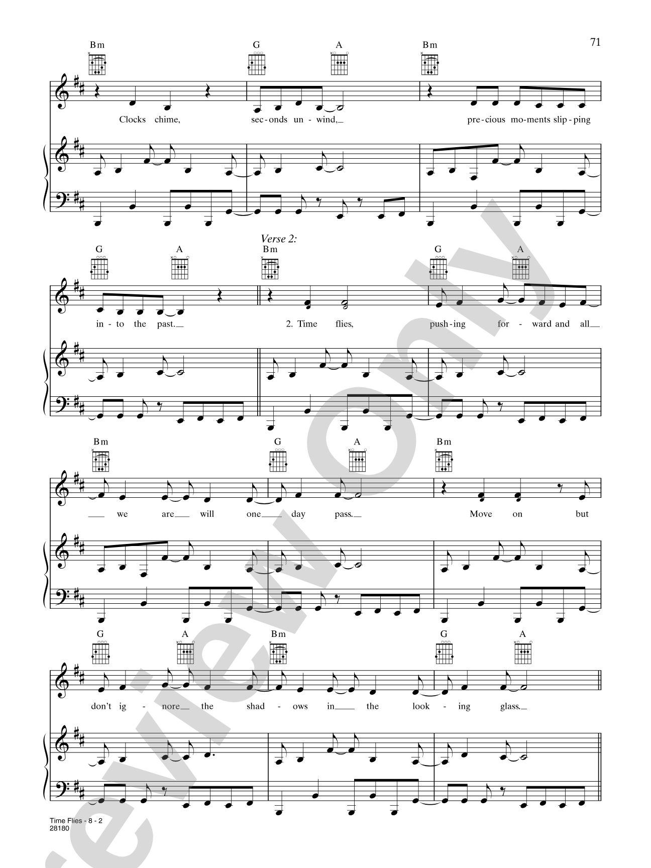 Time Flies (from “Cirque Du Soleil: Delirium”): Piano/Vocal/Chords