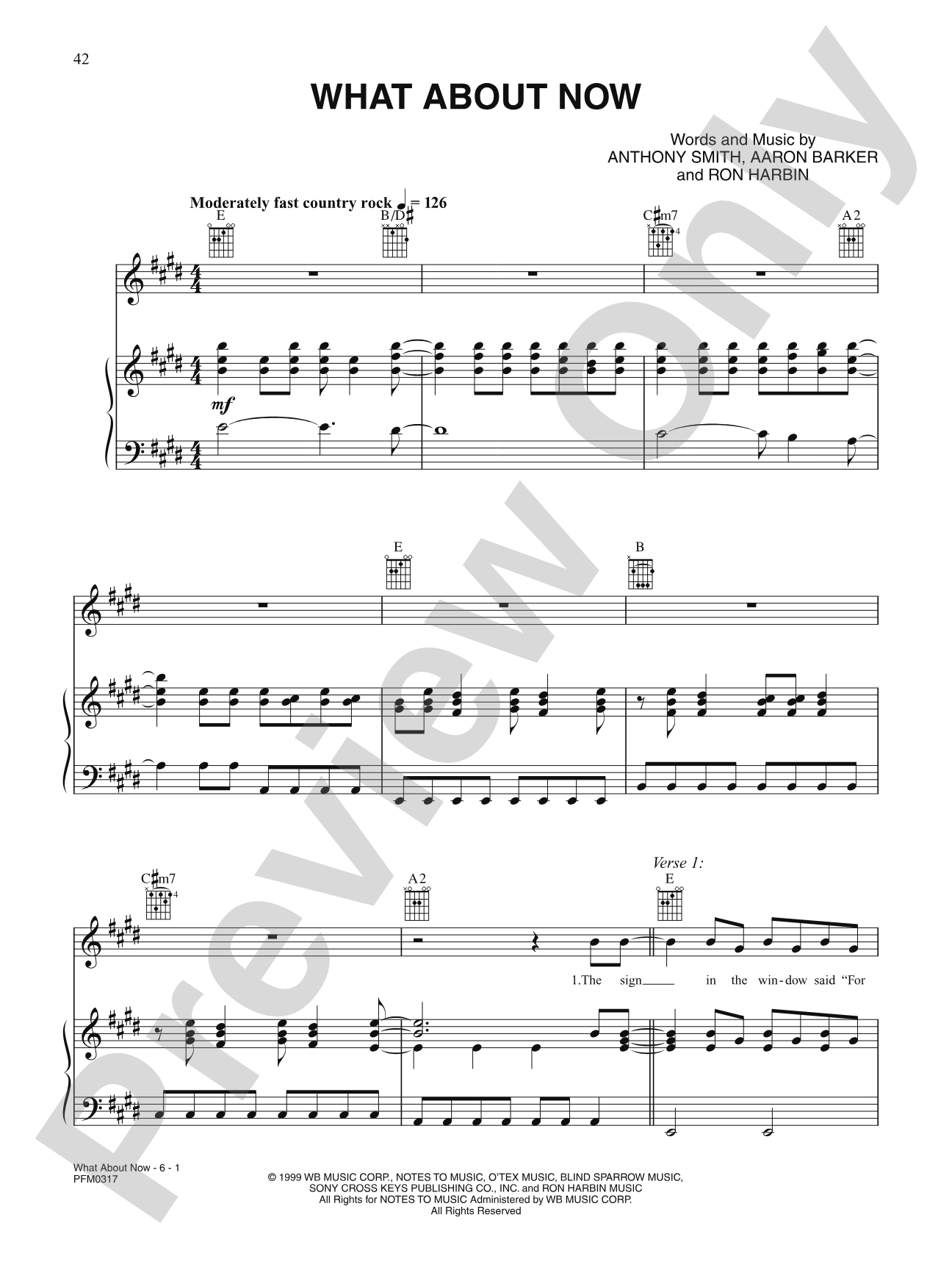 What About Now: Piano/Vocal/Chords