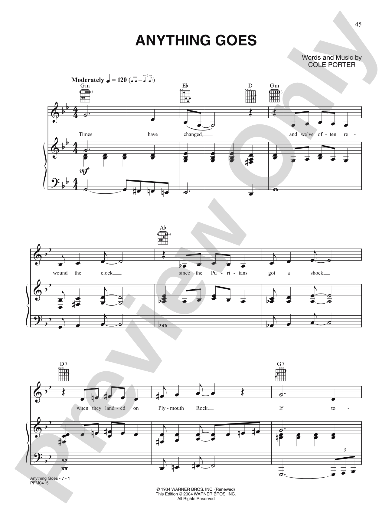 Anything Goes (From "Anything Goes"): Piano/Vocal/Chords