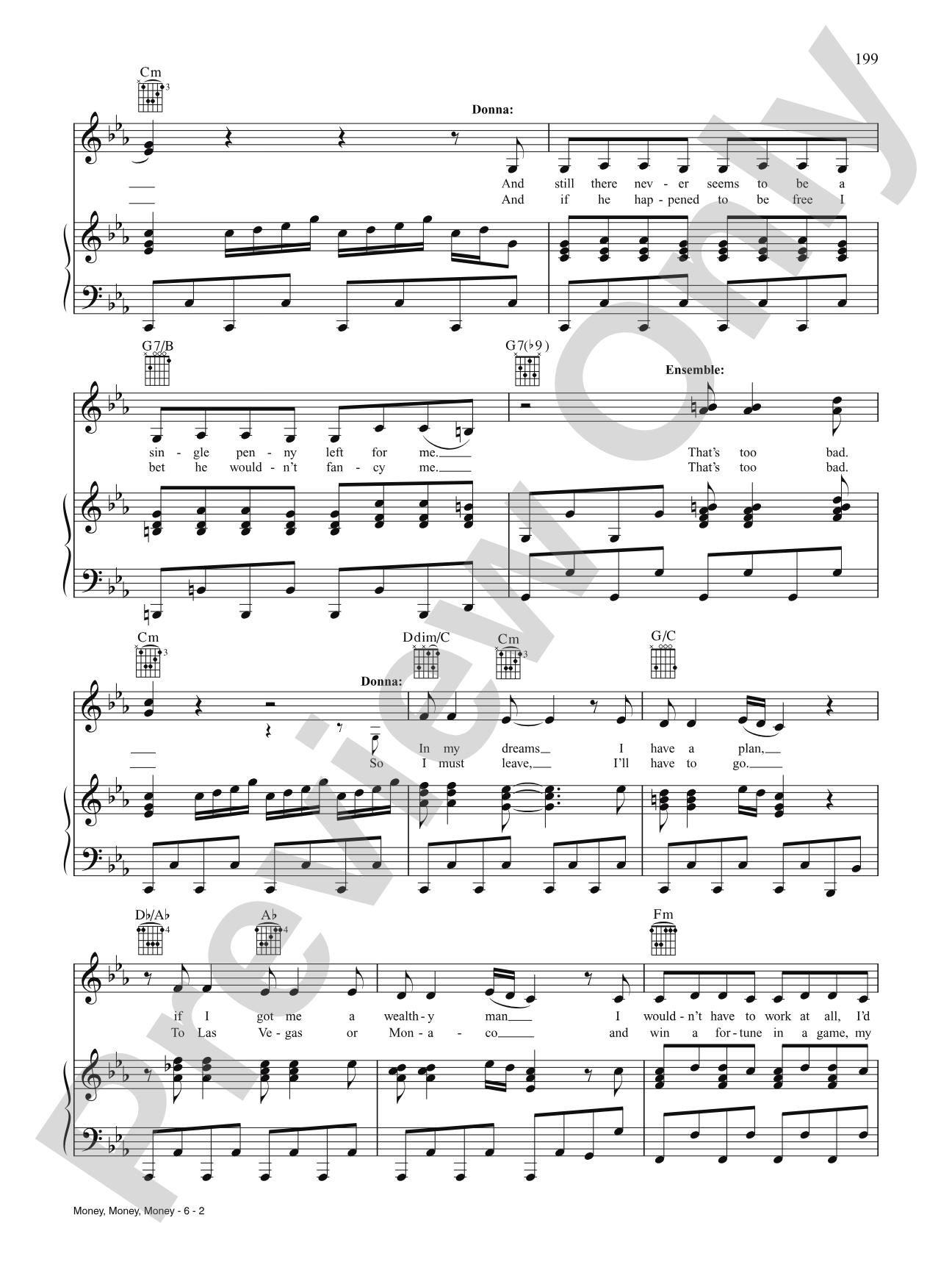 Money Money Money: Piano/Vocal/Chords