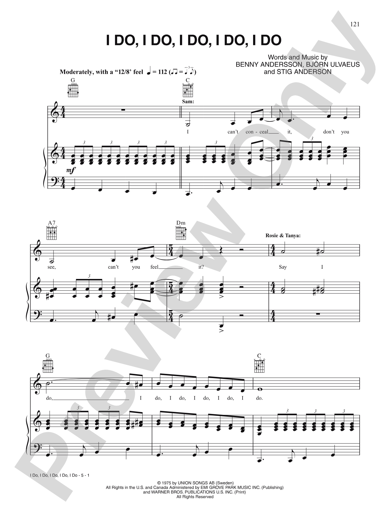 I Do I Do I Do I Do I Do: Piano/Vocal/Chords