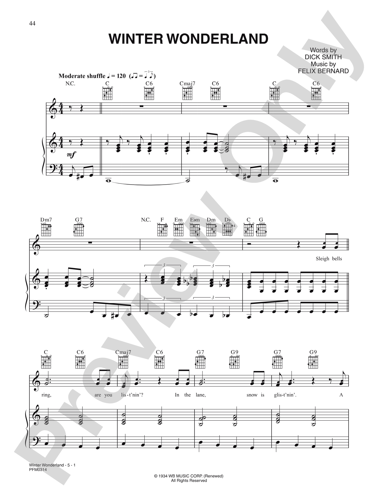 Winter Wonderland: Piano/Vocal/Chords