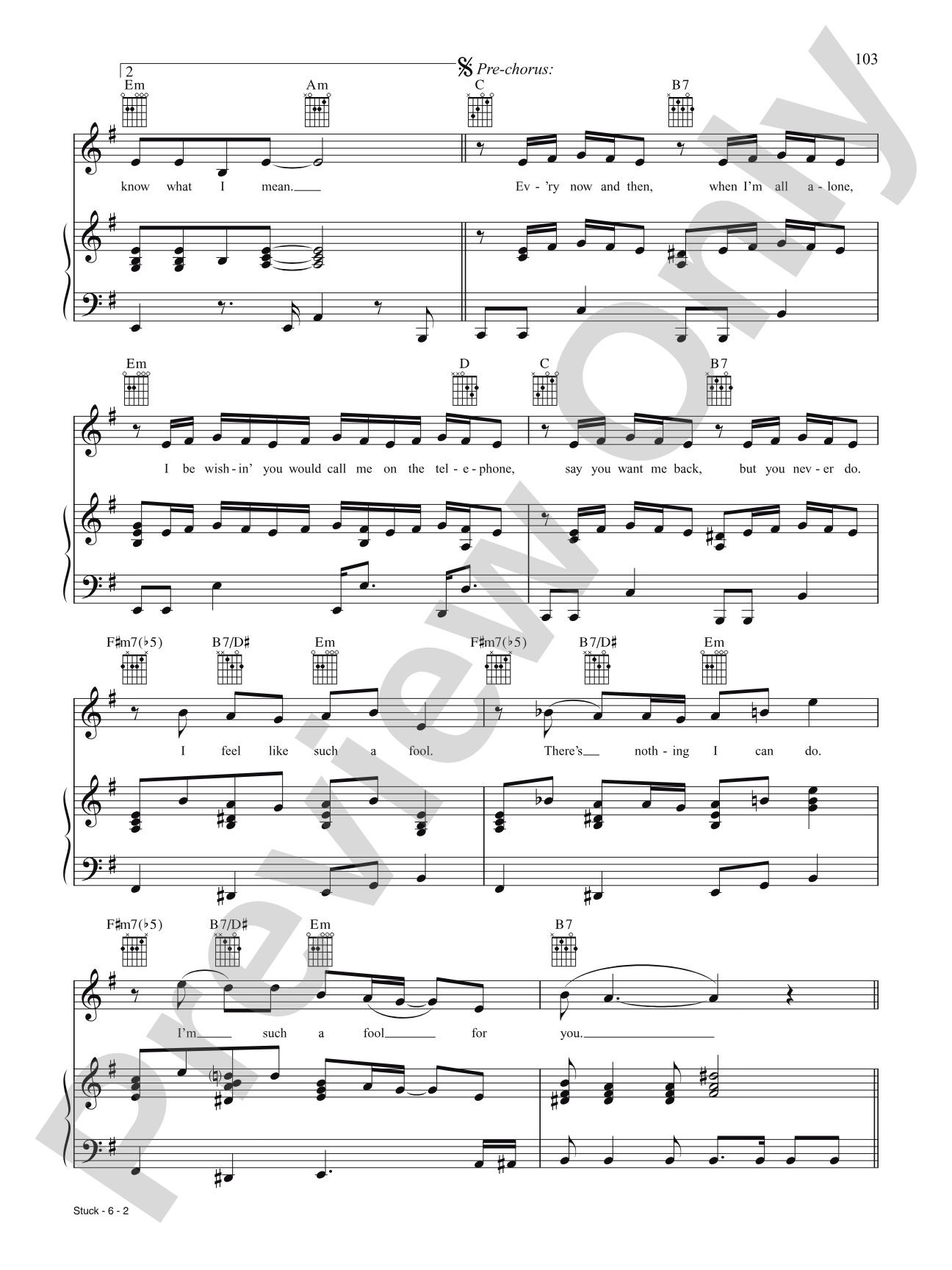 Stuck: Piano/Vocal/Chords