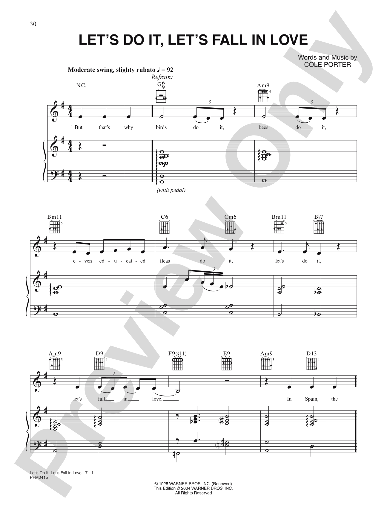 Let's Do It (Let's Fall In Love) (From "Paris"): Piano/Vocal/Chords