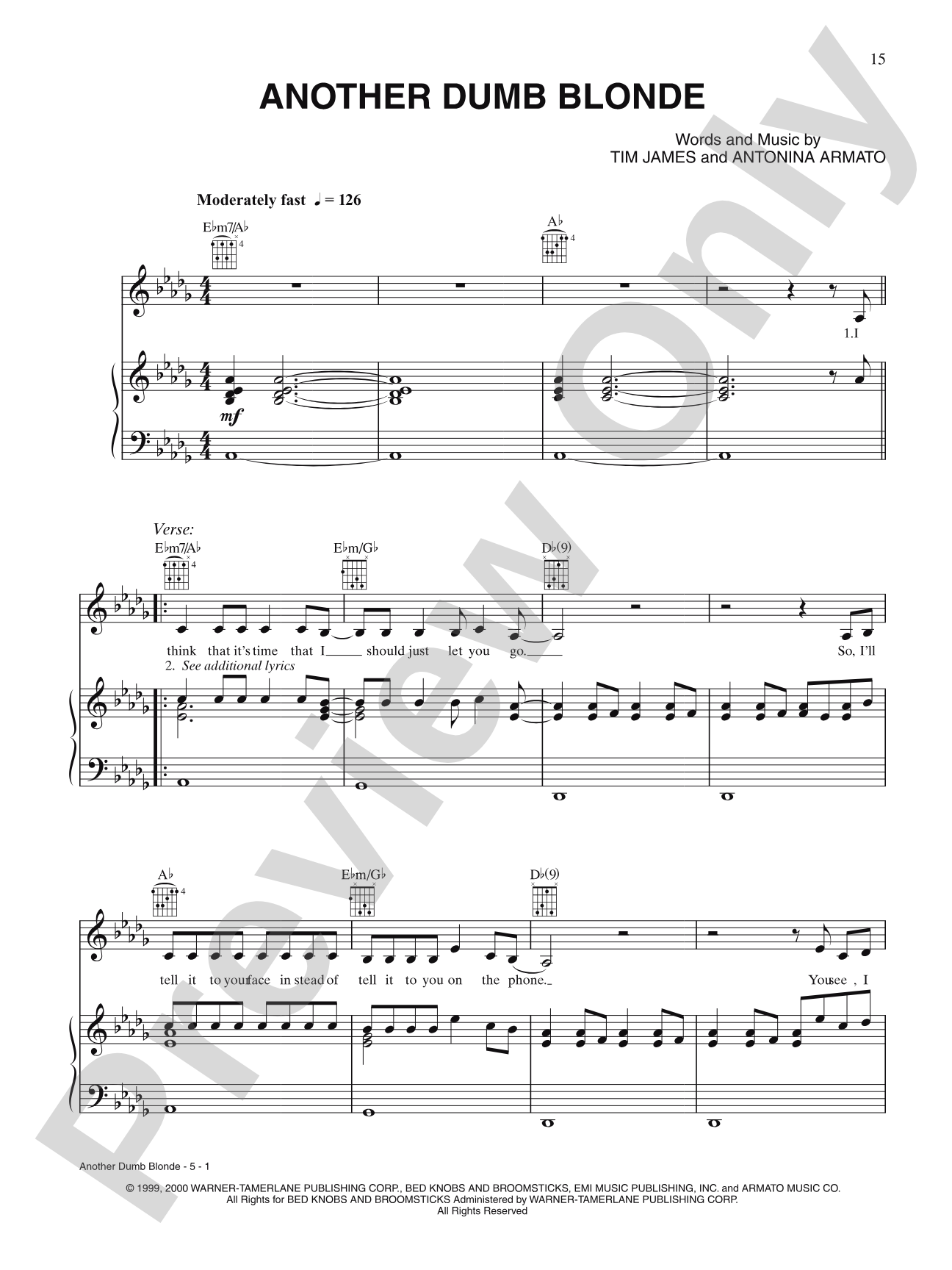 Another Dumb Blonde (From "Snow Day"): Piano/Vocal/Chords