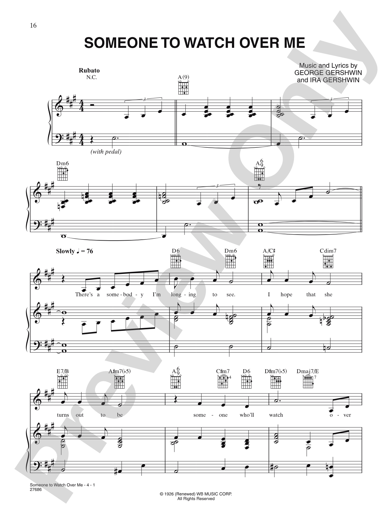 Someone To Watch Over Me (From "Oh, Kay!"): Piano/Vocal/Chords