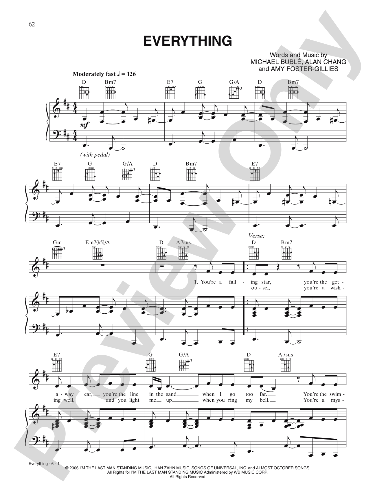 Everything: Piano/Vocal/Chords