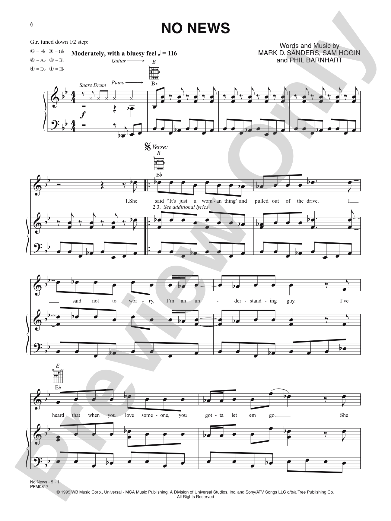 No News: Piano/Vocal/Chords