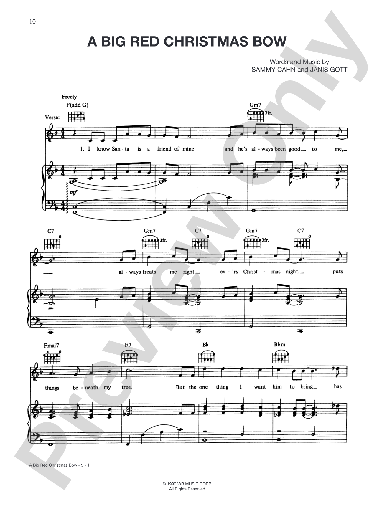 A Big Red Christmas Bow: Piano/Vocal/Chords