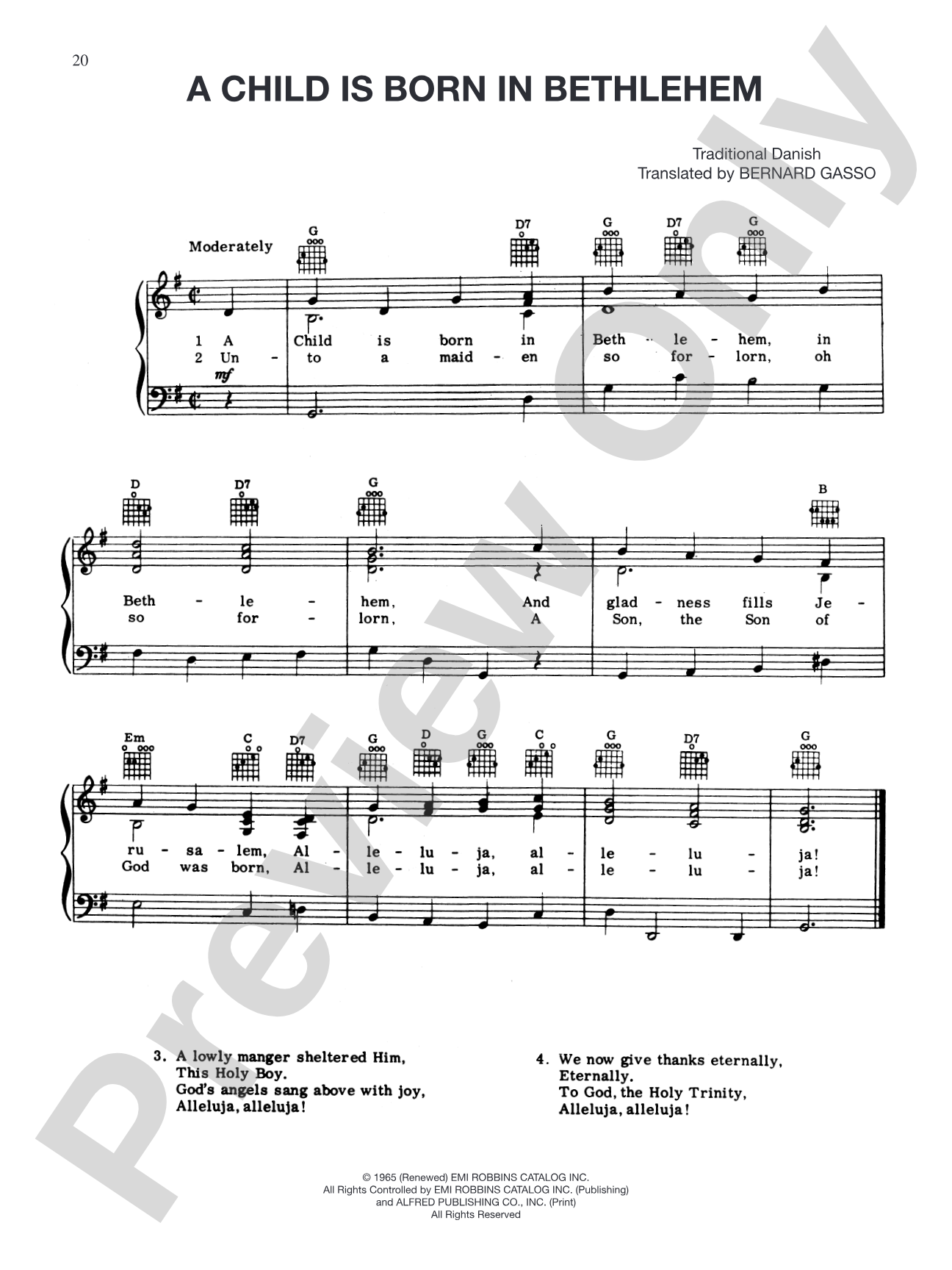 A Child Is Born in Bethlehem: Piano/Vocal/Chords