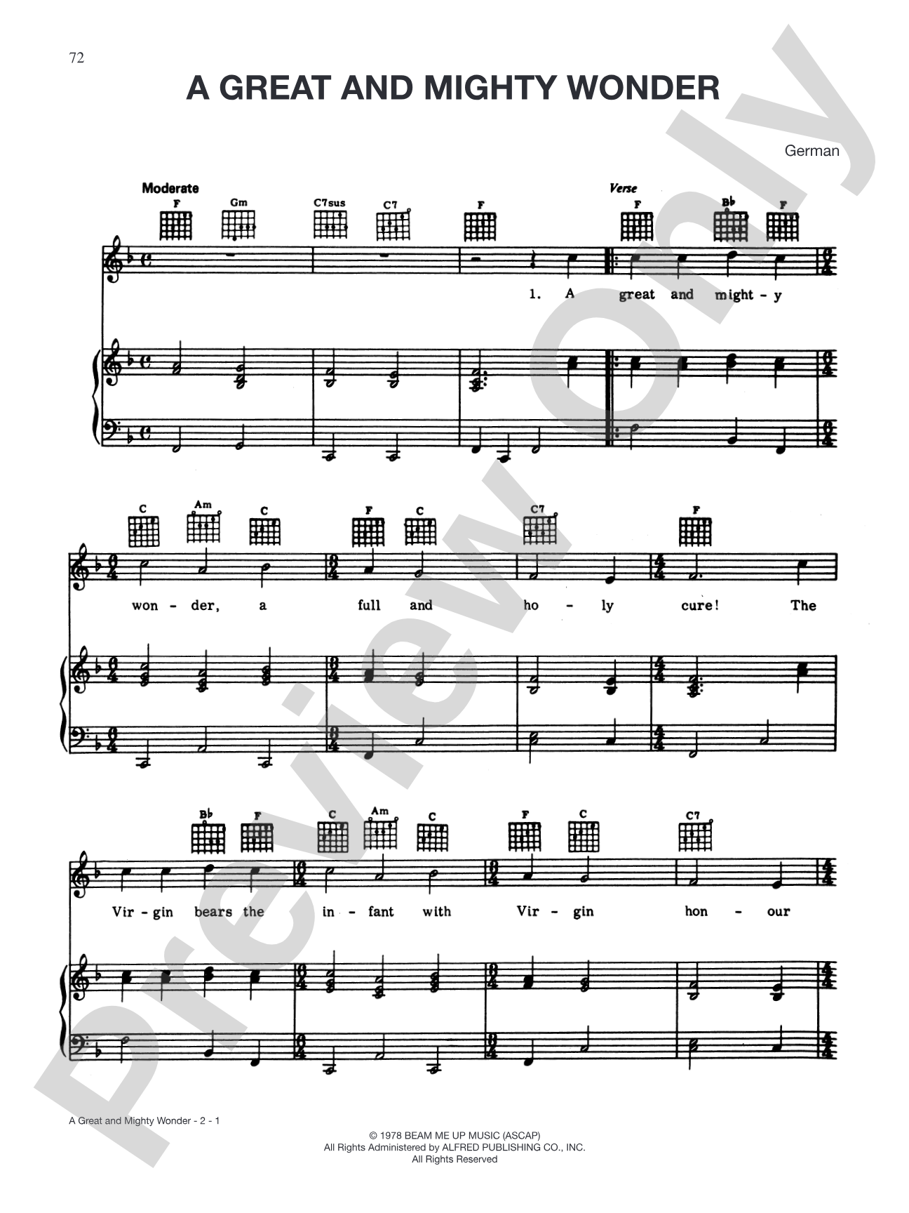 A Great and Mighty Wonder: Piano/Vocal/Chords
