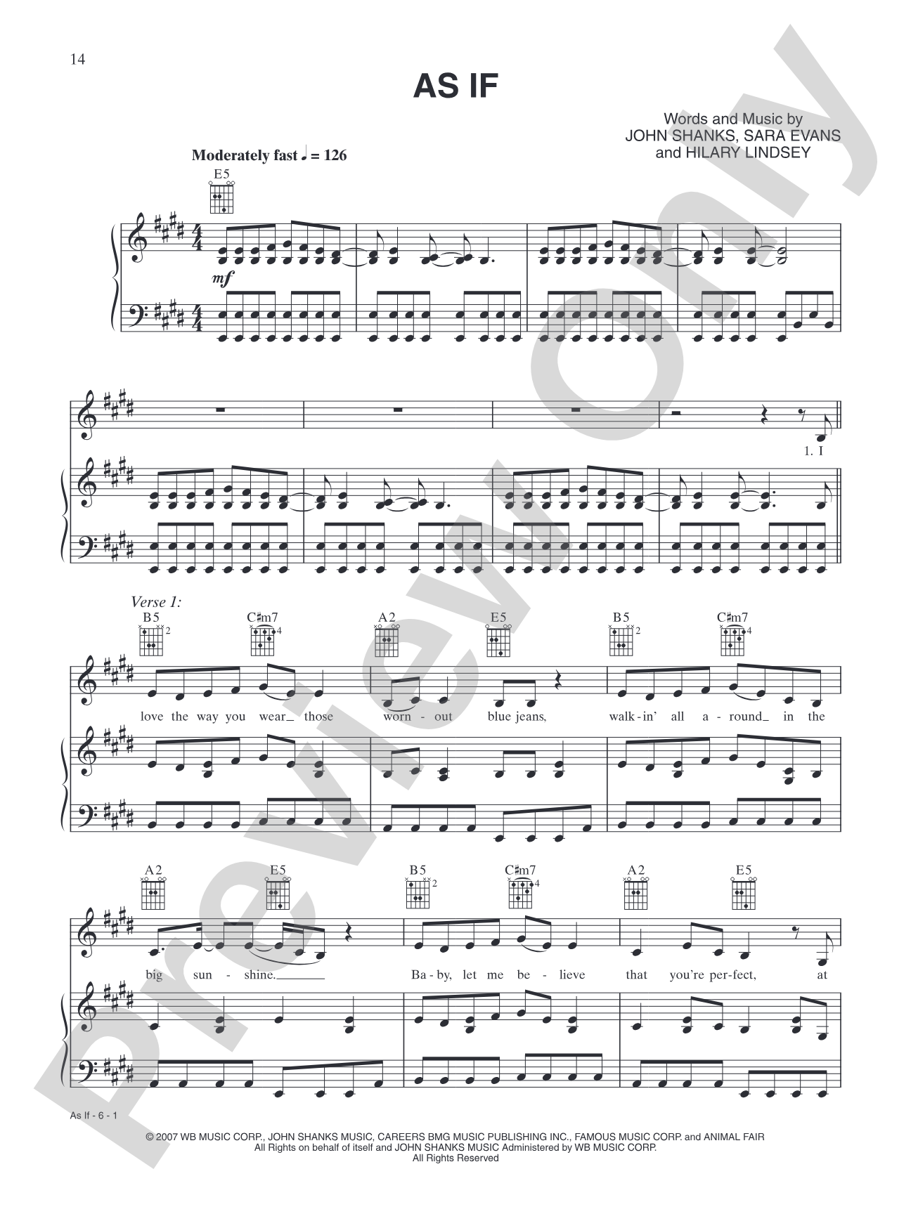 As If: Piano/Vocal/Chords
