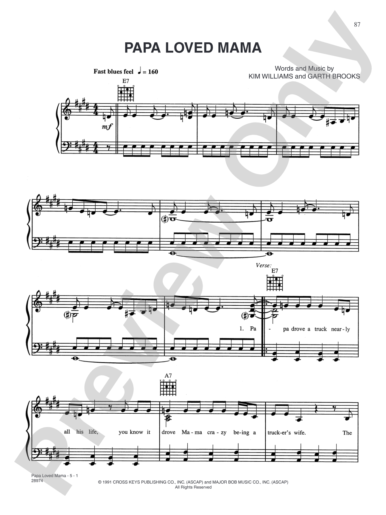 Papa Loved Mama: Piano/Vocal/Chords