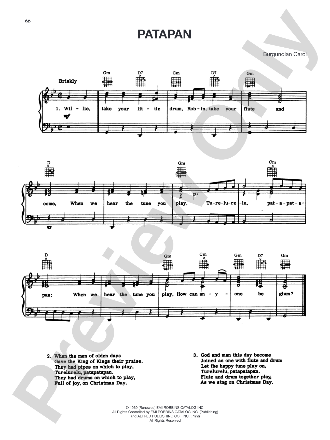 Patapan: Piano/Vocal/Chords