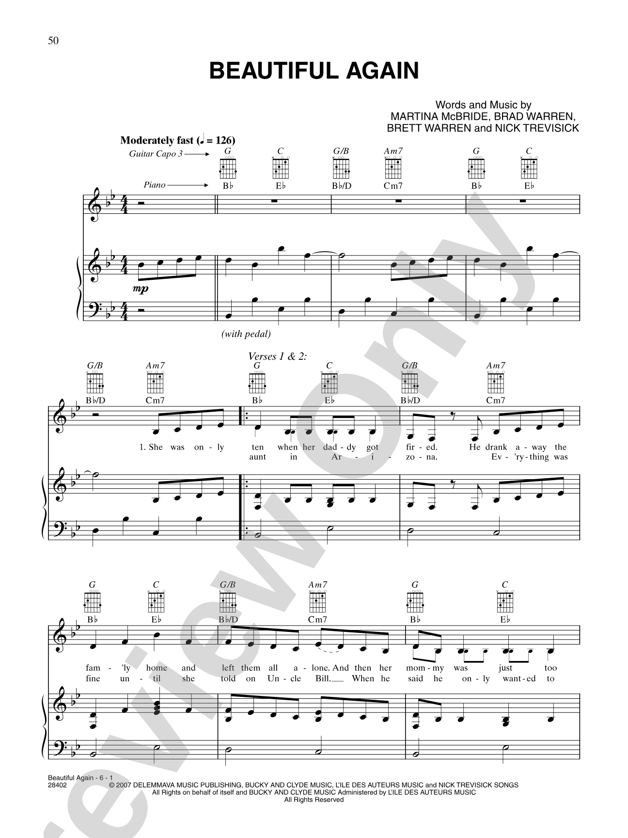 Beautiful Again: Piano/Vocal/Chords