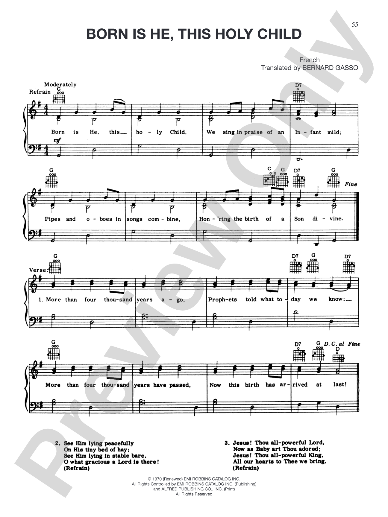 Born Is He, This Holy Child: Piano/Vocal/Chords