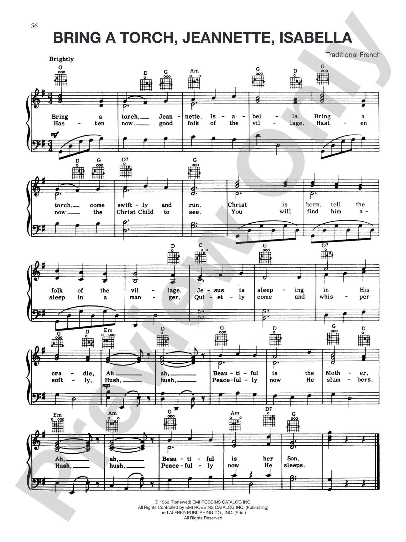 Bring a Torch Jeannette Isabella: Piano/Vocal/Chords