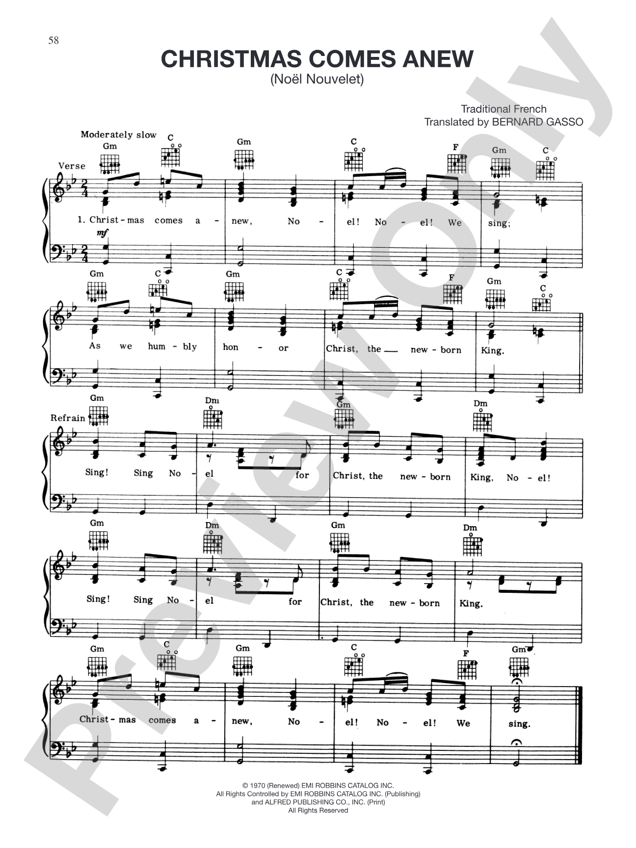 Christmas Comes Anew: Piano/Vocal/Chords