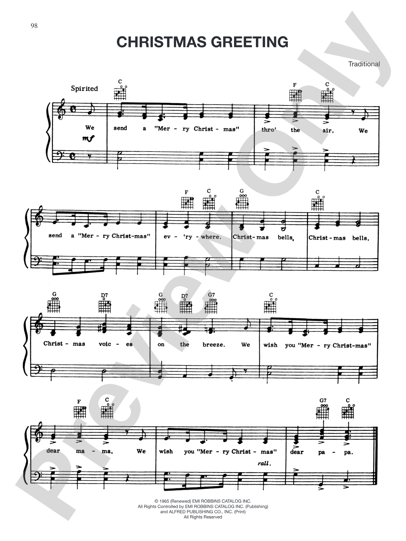 Christmas Greeting: Piano/Vocal/Chords