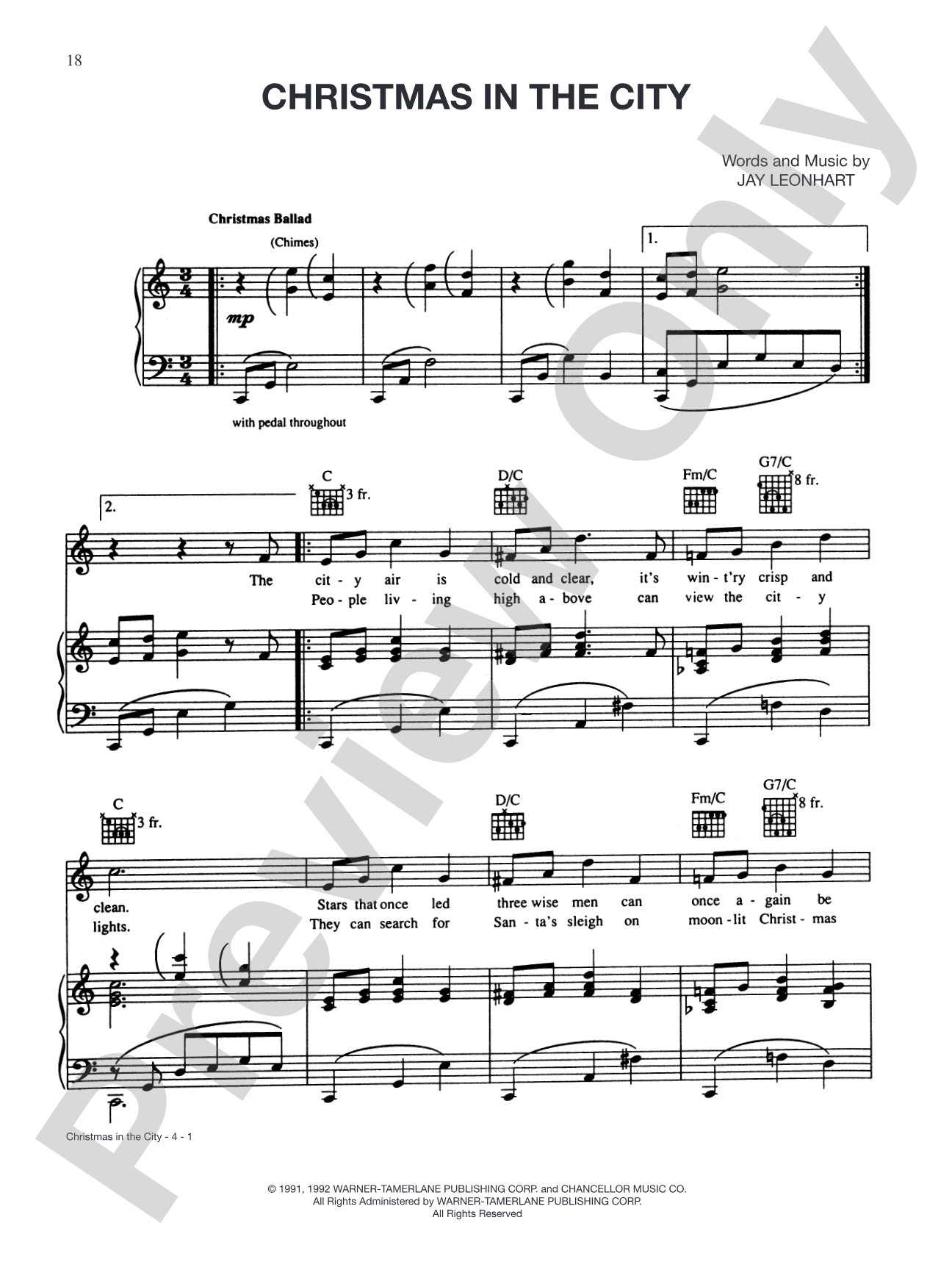 Christmas in the City: Piano/Vocal/Chords