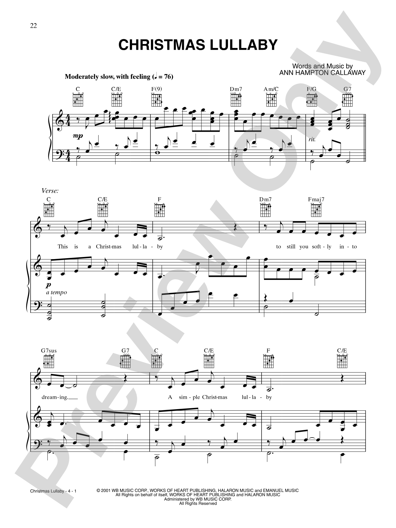 Christmas Lullaby: Piano/Vocal/Chords