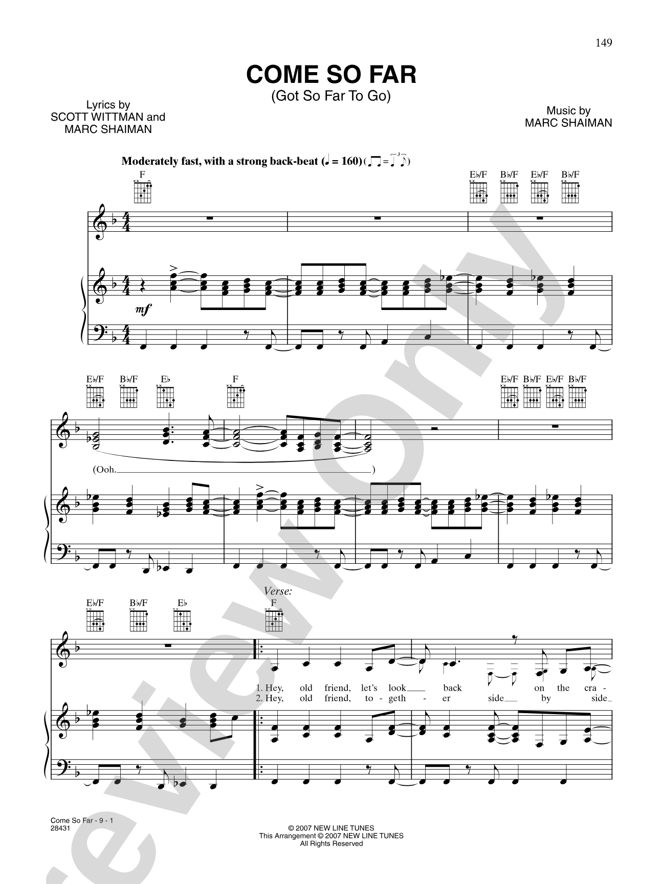 Come So Far (Got So Far to Go) (From "Hairspray"): Piano/Vocal/Chords