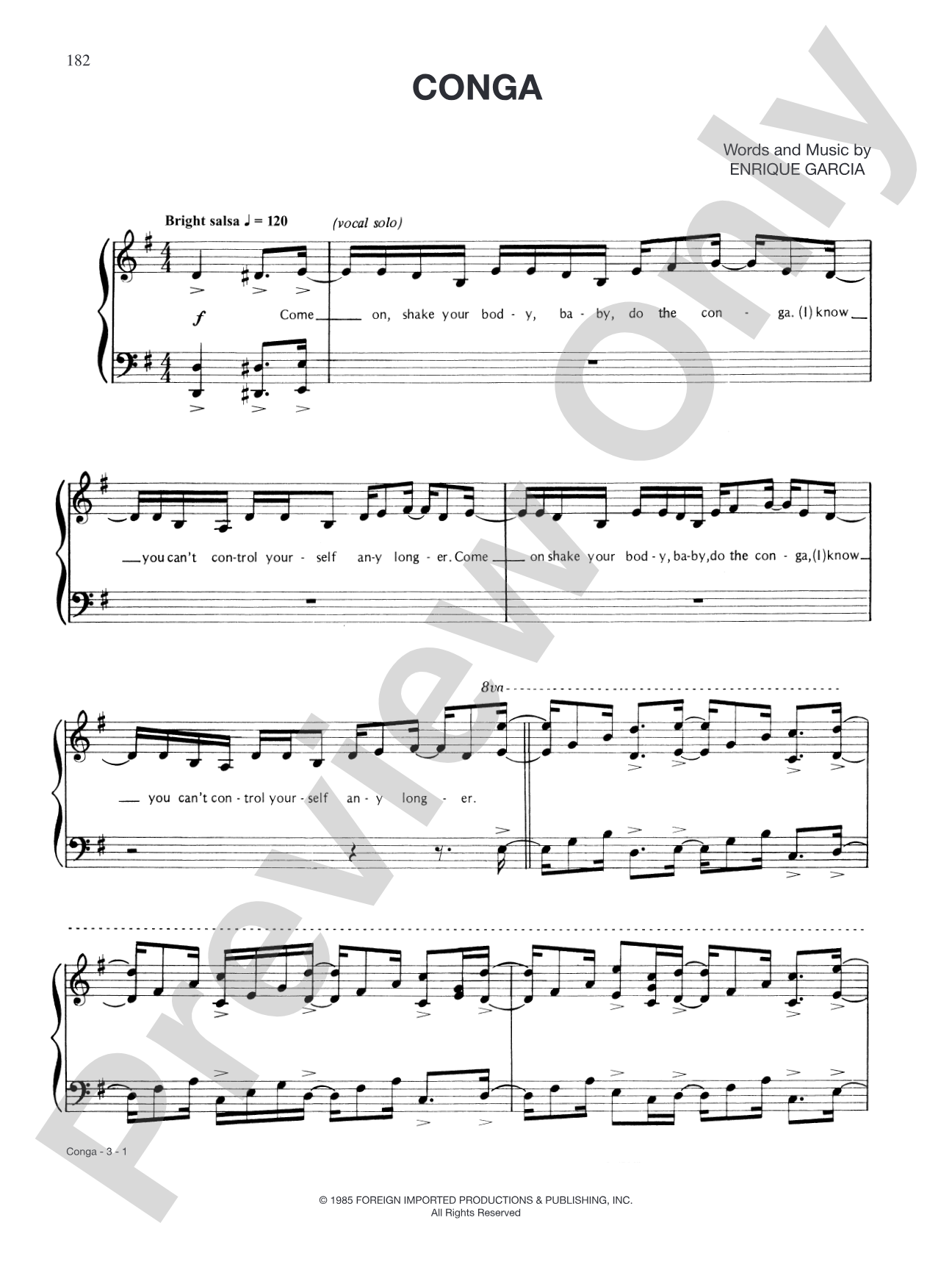 Conga: Piano/Vocal/Chords