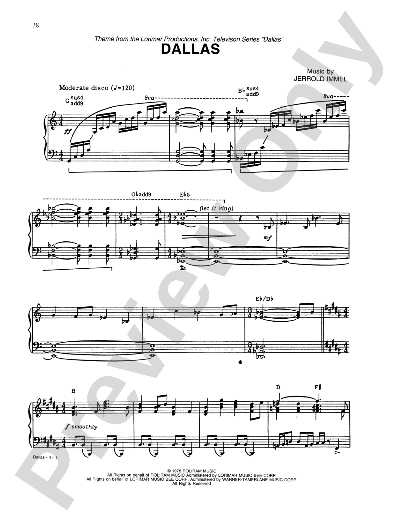 Dallas (Main Title): Piano/Vocal/Chords