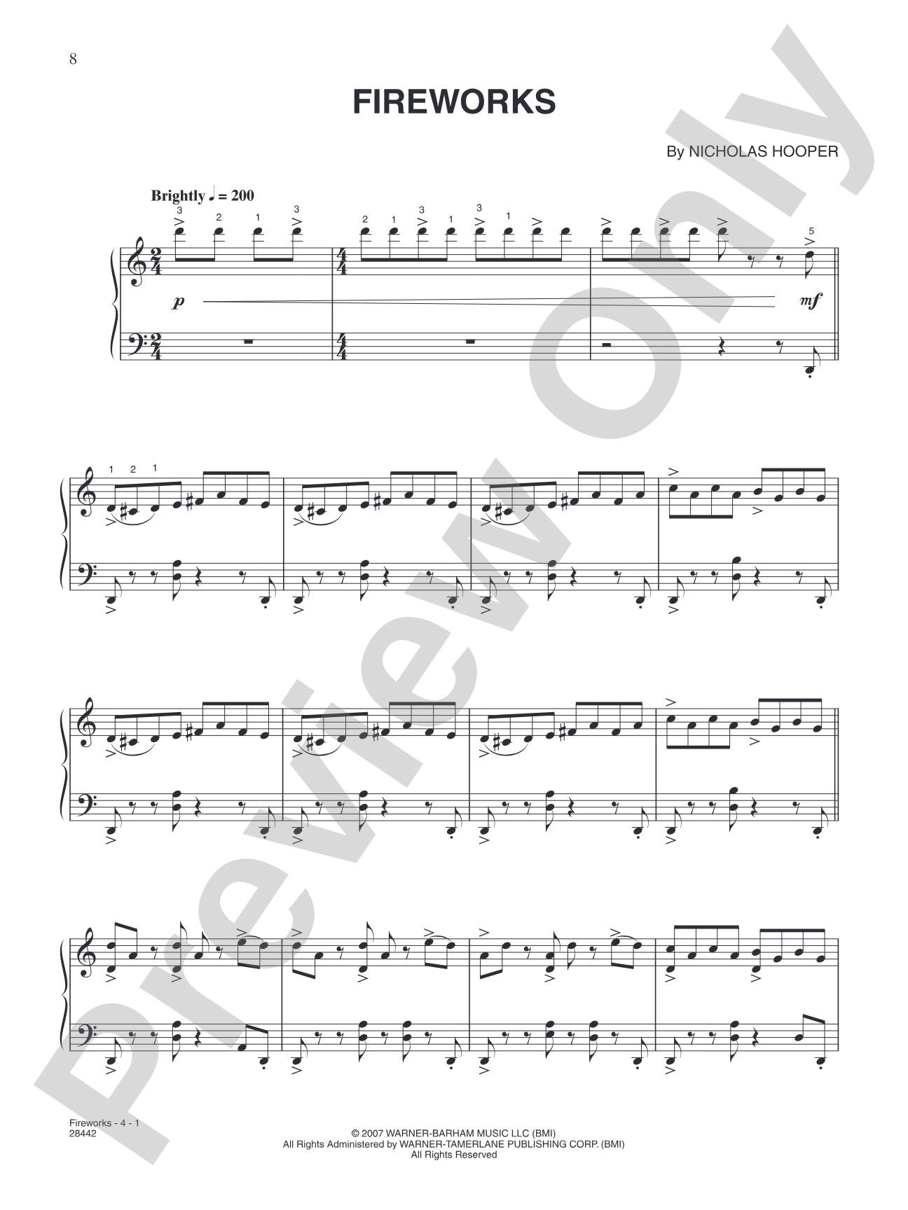 Fireworks (From "Harry Potter and the Order of the Phoenix"): Piano