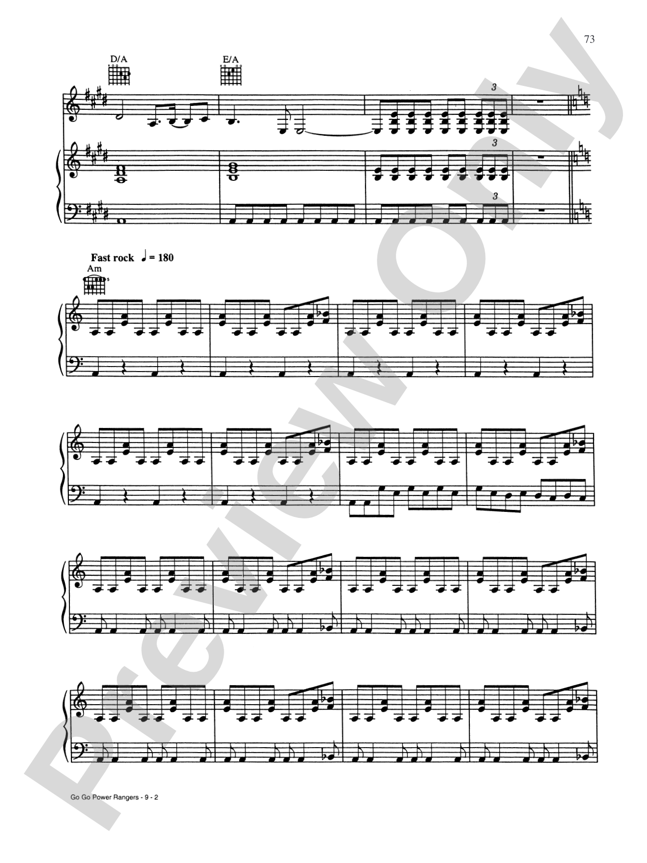 Go Go Power Rangers: Piano/Vocal/Chords