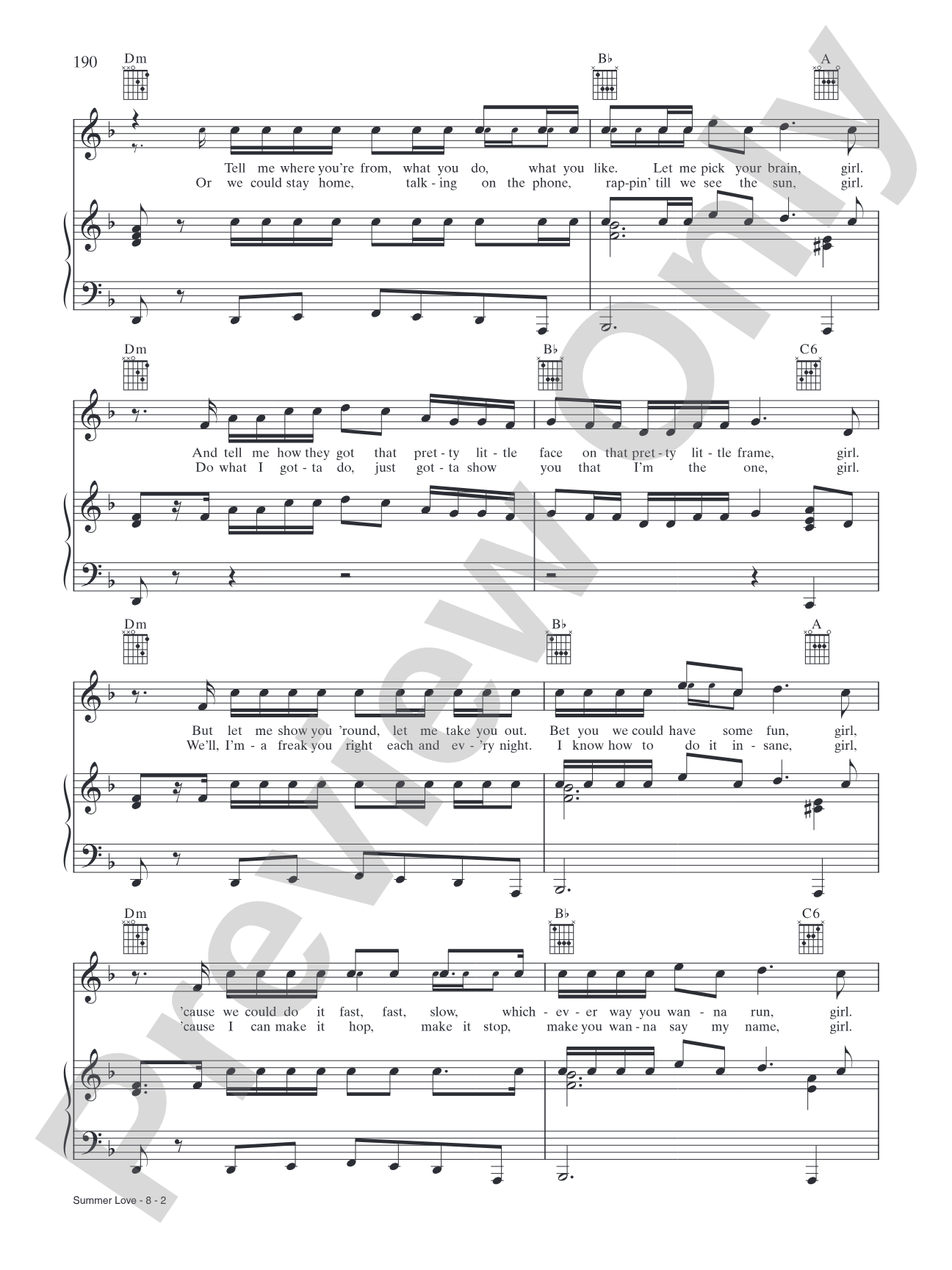 Summer Love: Piano/Vocal/Chords