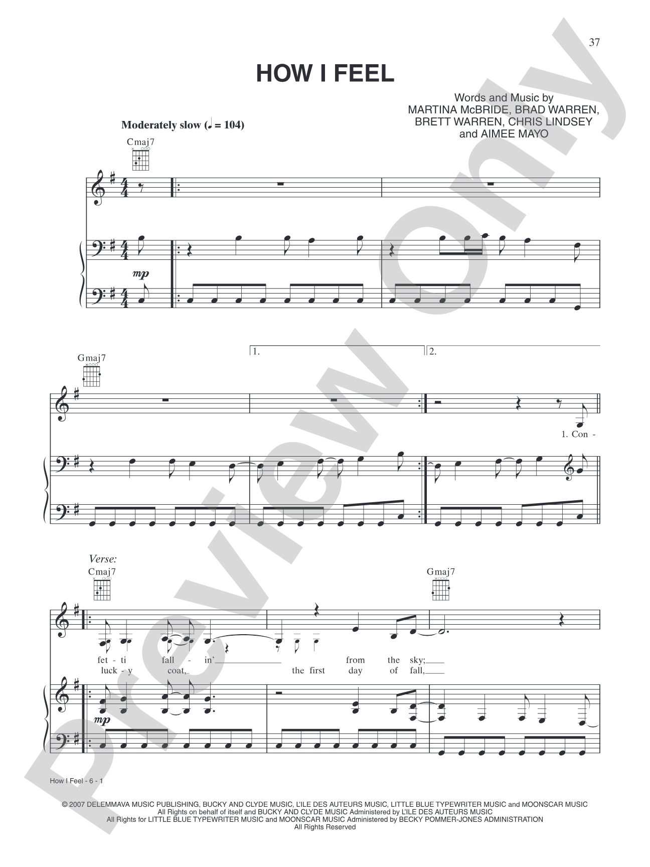 How I Feel: Piano/Vocal/Chords
