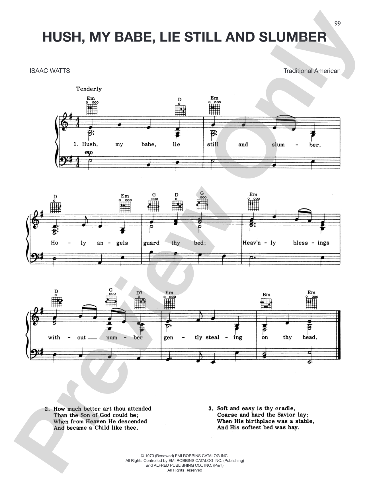 Hush, My Babe, Lie Still and Slumber: Piano/Vocal/Chords