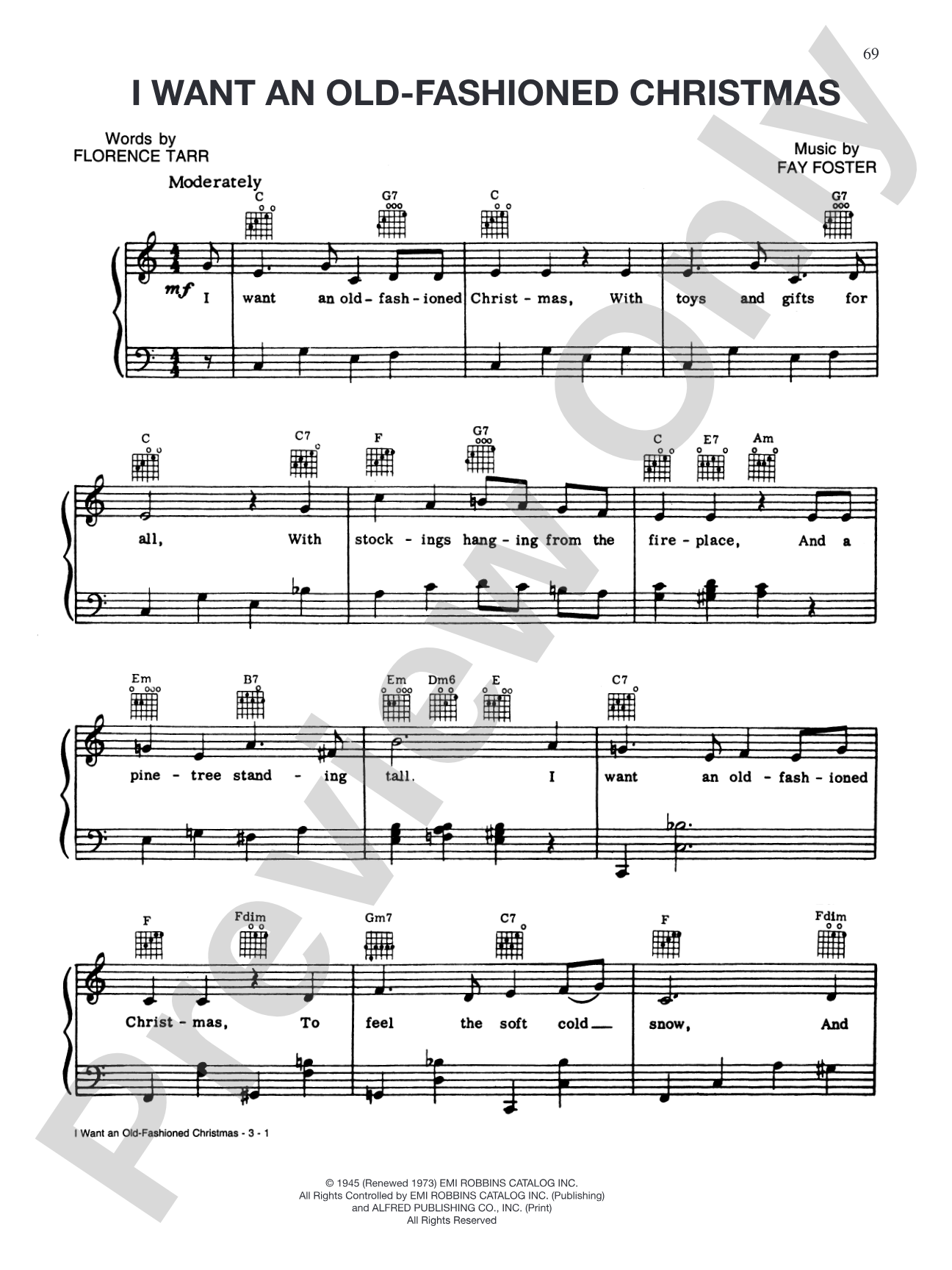 I Want an Old-Fashioned Christmas: Piano/Vocal/Chords