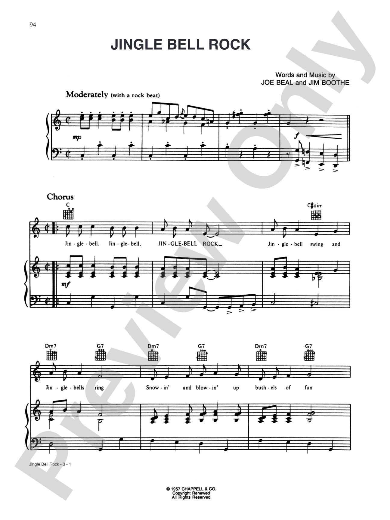 Jingle Bell Rock: Piano/Vocal/Chords
